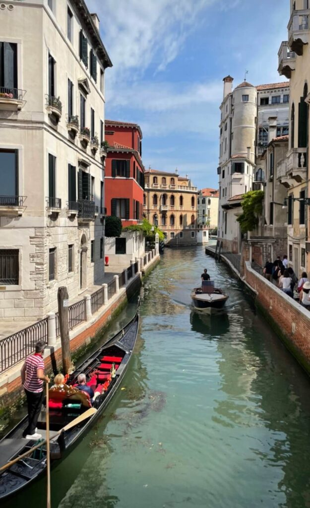 Canal boats in canal in Italy